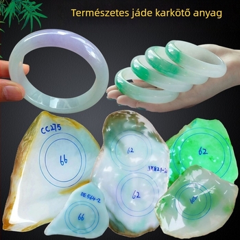 Jadeit karkötő úszó virágok mintával, jéghideg típusú jadeit, teljes kör, etnikus női stílus, fényes felület