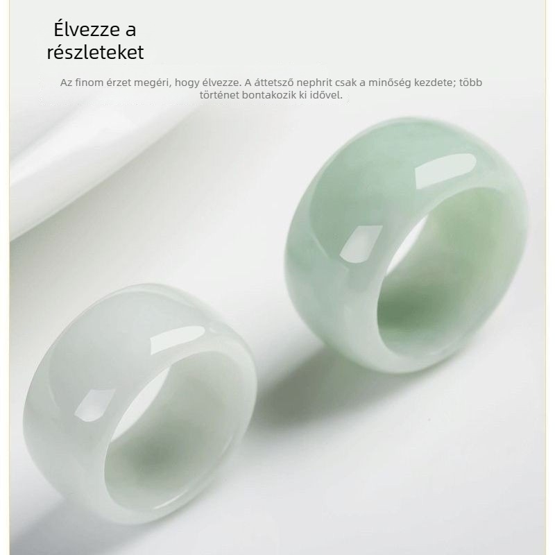 Jáde gyűrű – kézzel készített, etnikai stílus, uniszex, geometriai forma