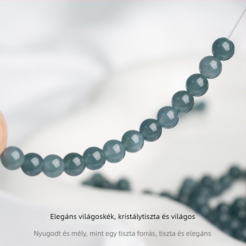 Jade karkötő jégviasz jade golyógyöngyökkel, polírozott felület, etnikus uniszex stílus