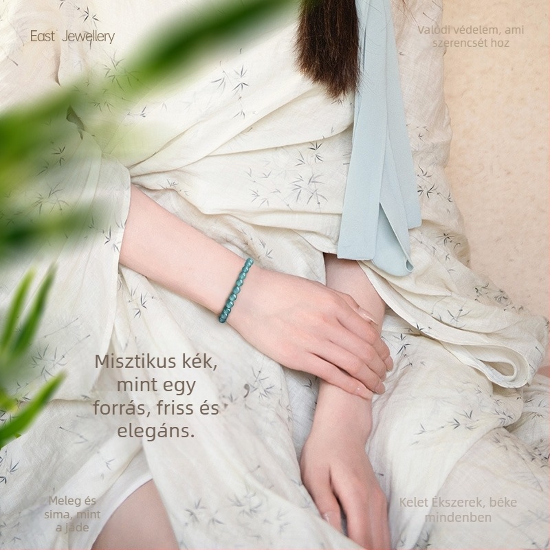 Jade karkötő jégviasz jade golyógyöngyökkel, polírozott felület, etnikus uniszex stílus