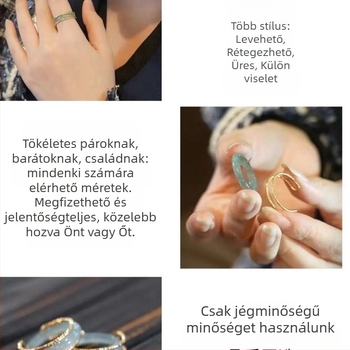 Aranyozott jade gyűrű, kézzel készített, uniszex, magas minőségű jade, tavasz 2024