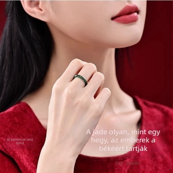 Nefrit gyűrű — kézzel készített, uniszex, geometriai forma
