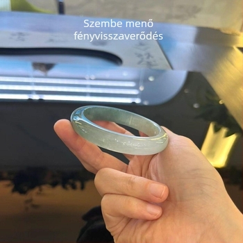 Karkötő – jáde, jégszerű vízvirág motívum, kézzel készített, aranyba foglalt, etnikus stílusú, uniszex