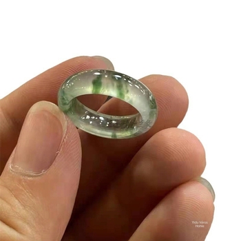 Birmani jadeit gyűrű lebegő virág dizájnnal, kézzel készített, uniszex, geometriai forma