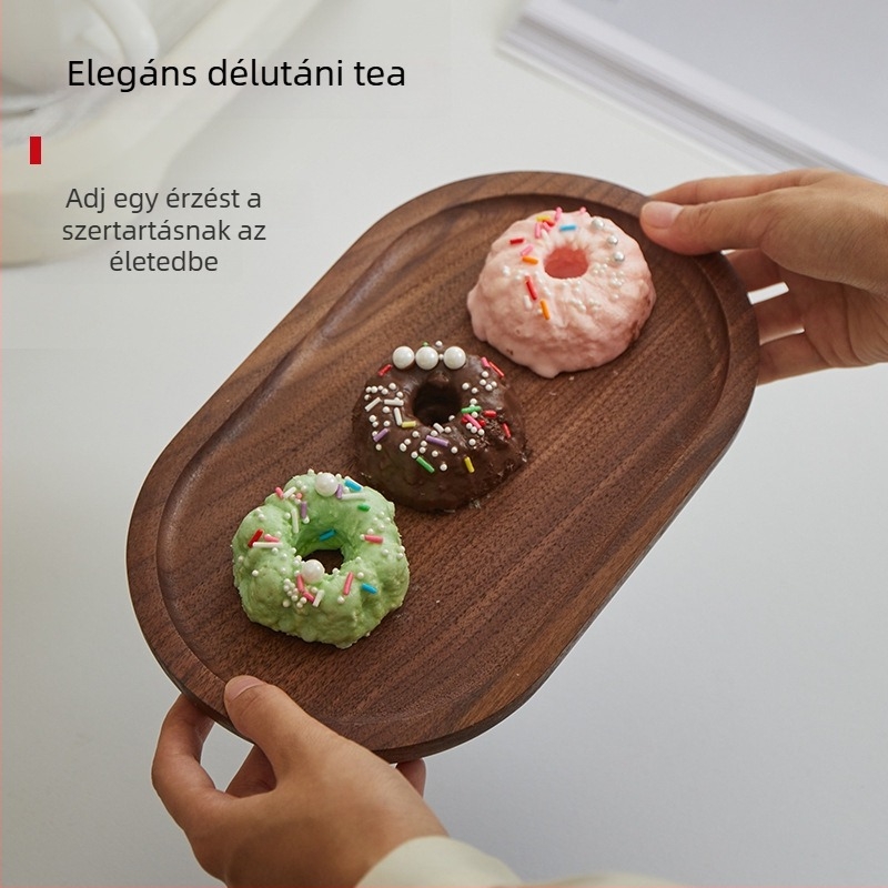 Japán stílusú ovális fa tálca, tömörfa, modern minimalista stílus, kézzel rajzolt felület, nyomtatott logó, testre szabható