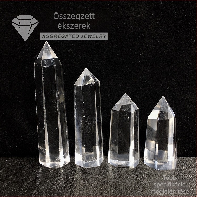 Kristály hexagonális prismás dekoráció, természetes anyag, polírozott felület, 0,03 kg