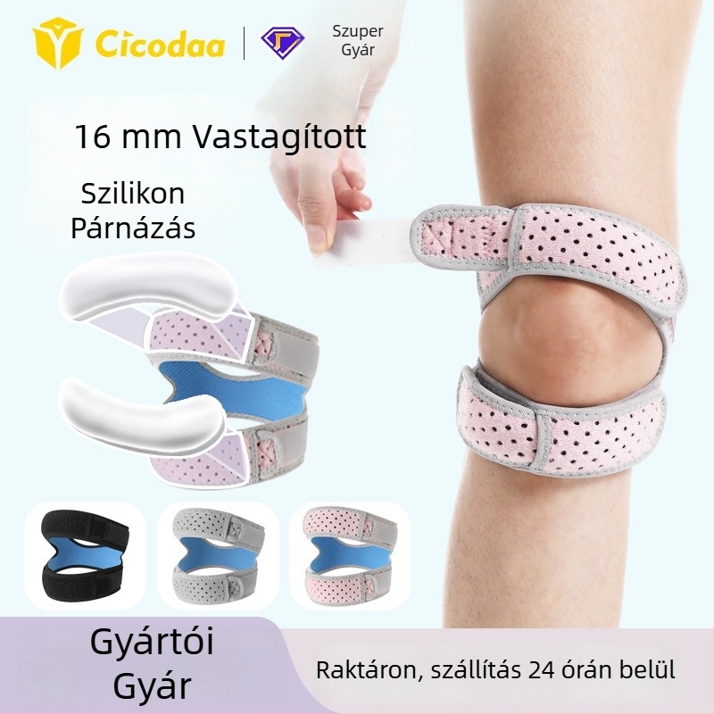 Vékony, lélegző térdvédő szilikon patelláris szalaggal futáshoz, túrázáshoz, kosárlabdához és ugrókötélhez.