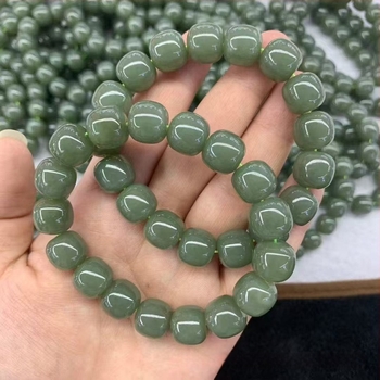 Qinghai-anyagú Hetian jade – régi stílusú gyöngyös karkötő medállal, egyszerű és sokoldalú