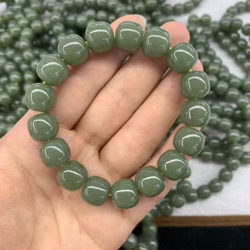 Qinghai-anyagú Hetian jade – régi stílusú gyöngyös karkötő medállal, egyszerű és sokoldalú