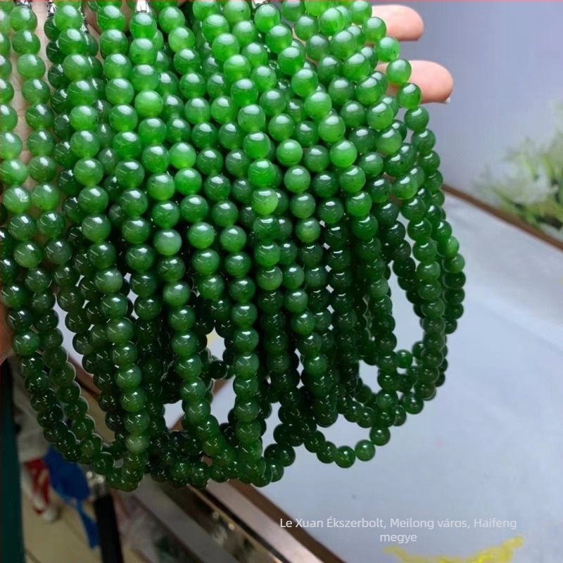 Hetian jade geometriai nyaklánc, spenótzöld jade, természetes kő, apró fekete folttal