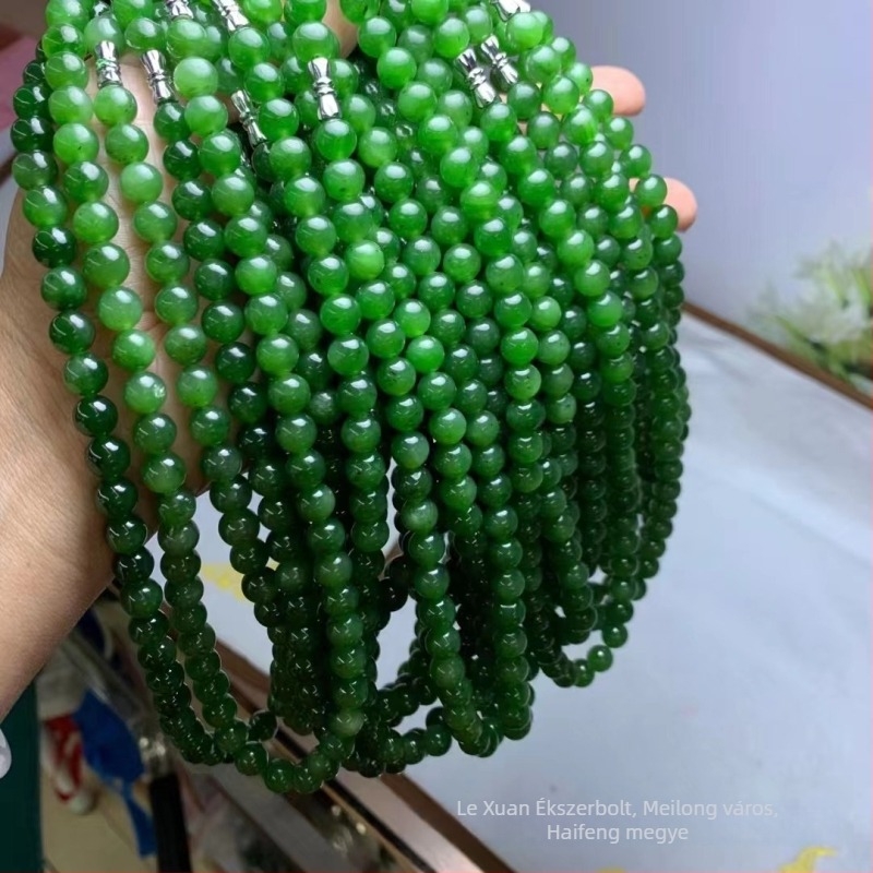 Hetian jade geometriai nyaklánc, spenótzöld jade, természetes kő, apró fekete folttal