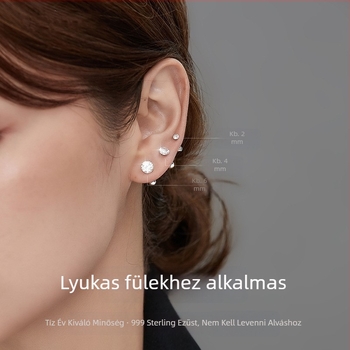999 ezüst gyémántos fülbevalók, csavaros záródású, nőknek, luxus, éjszakai viselésre