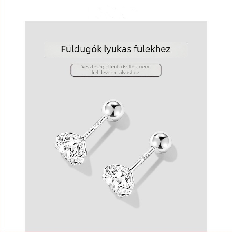 999 ezüst gyémántos fülbevalók, csavaros záródású, nőknek, luxus, éjszakai viselésre