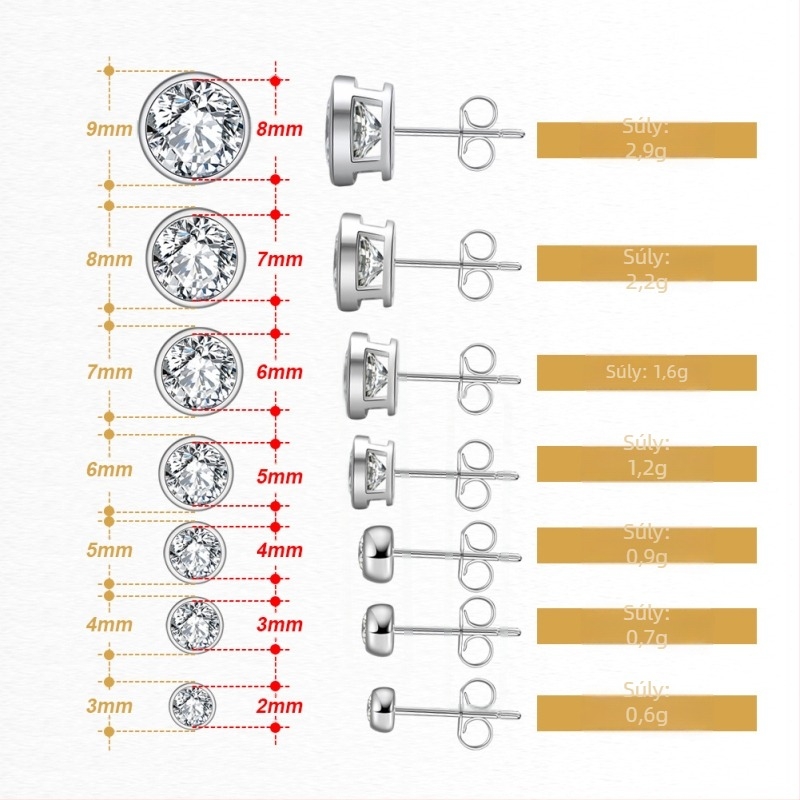 Fülbevalók | 925-ös ezüst | Elektroplating | Geometriai stílus | Zhongshan Huancai Jewelry