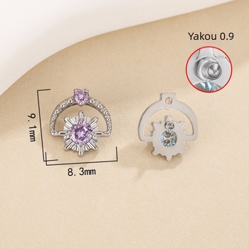 Csillag alakú fülbevaló titánötvözetből, gyémánttal kirakott, uniszex