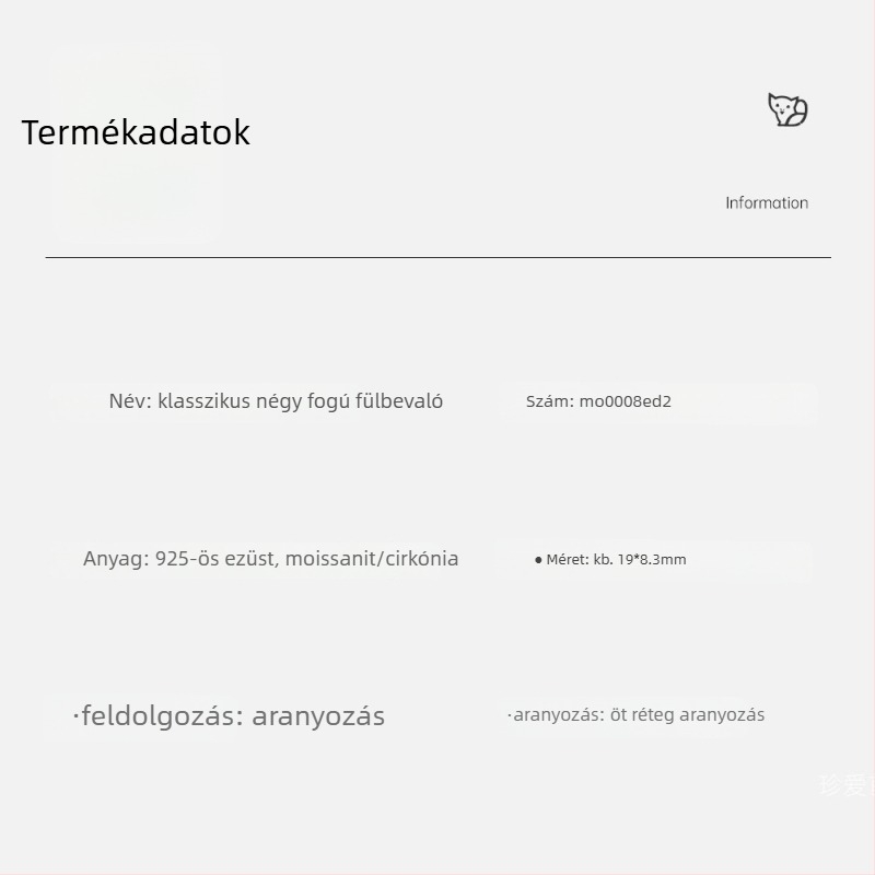 Moissanit fülbevaló S925-ös ezüstből, négy karmokkal rögzítés, geometriai dizájn