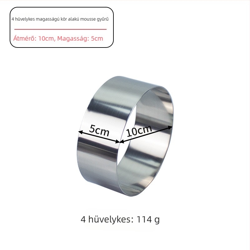 Rozsdamentes acél mousse forma, kör alakú torta gyűrű sütéshez
