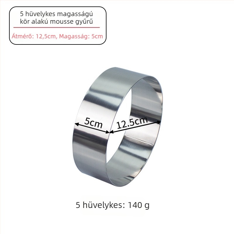 Rozsdamentes acél mousse forma, kör alakú torta gyűrű sütéshez