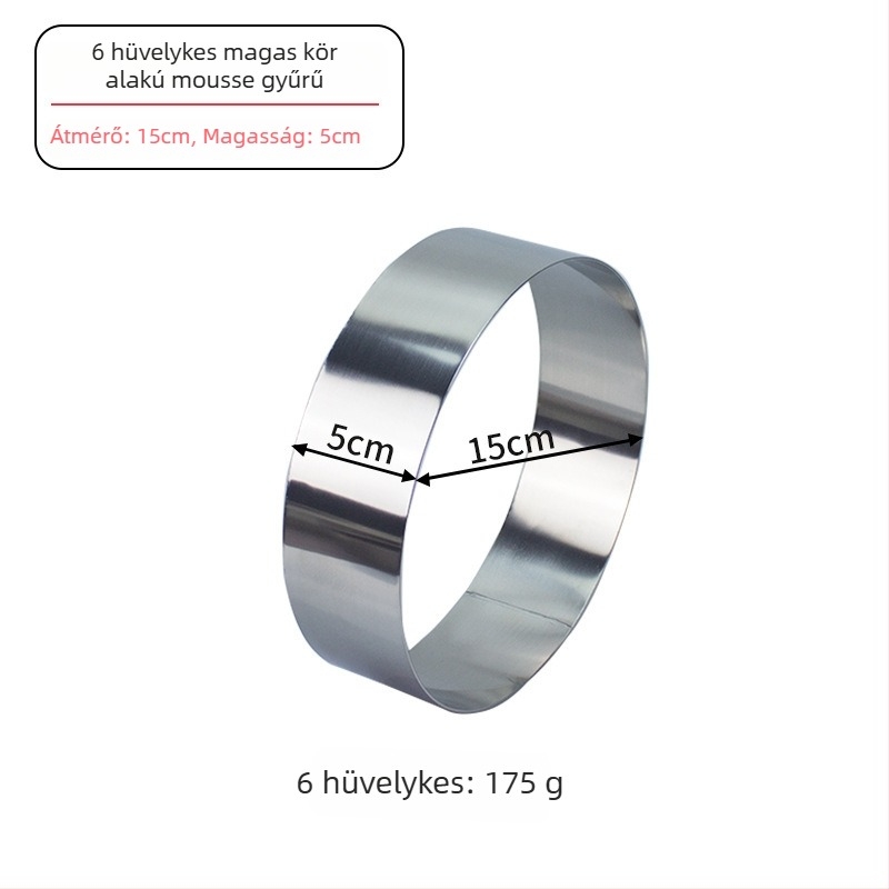 Rozsdamentes acél mousse forma, kör alakú torta gyűrű sütéshez