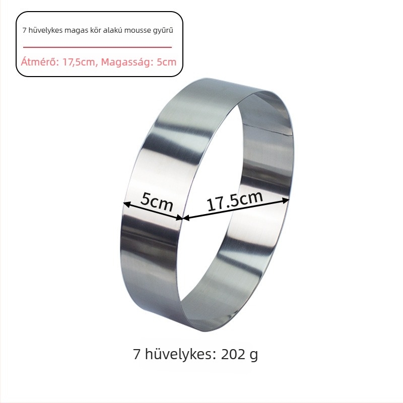 Rozsdamentes acél mousse forma, kör alakú torta gyűrű sütéshez