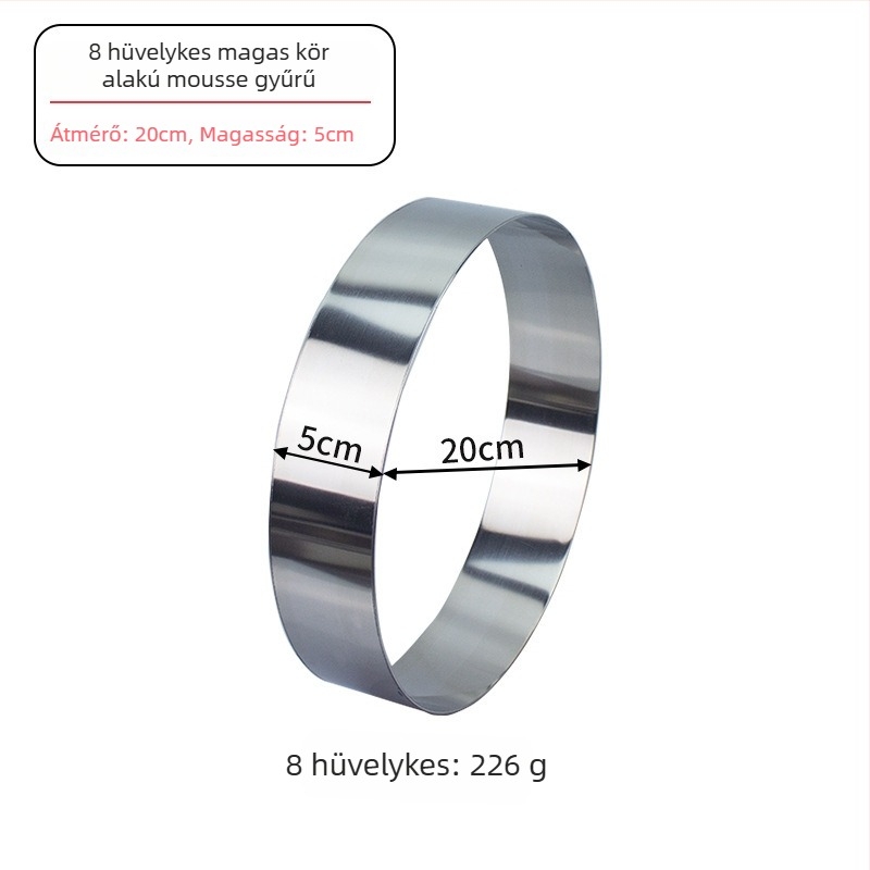 Rozsdamentes acél mousse forma, kör alakú torta gyűrű sütéshez