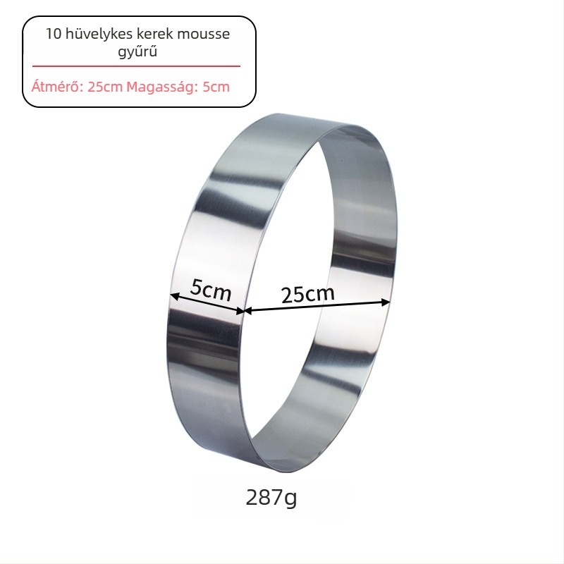 Rozsdamentes acél mousse forma, kör alakú torta gyűrű sütéshez