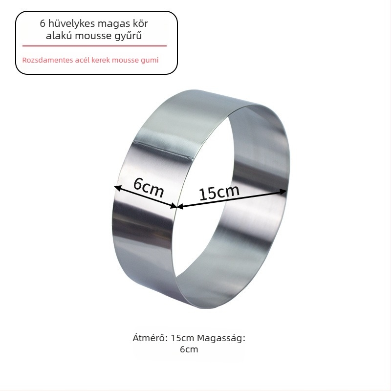 Rozsdamentes acél mousse forma, kör alakú torta gyűrű sütéshez
