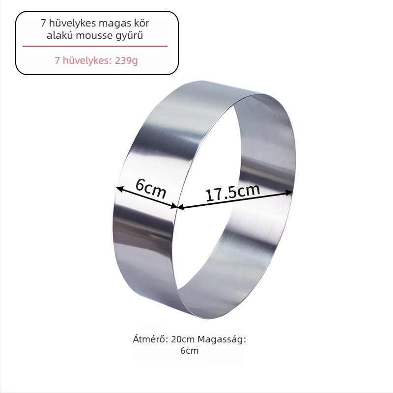 Rozsdamentes acél mousse forma, kör alakú torta gyűrű sütéshez