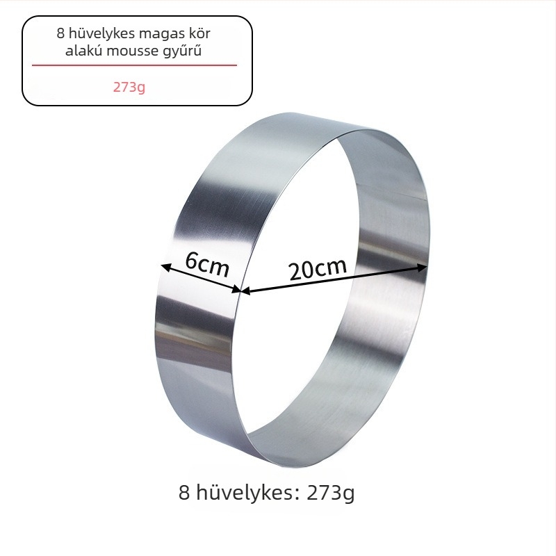 Rozsdamentes acél mousse forma, kör alakú torta gyűrű sütéshez