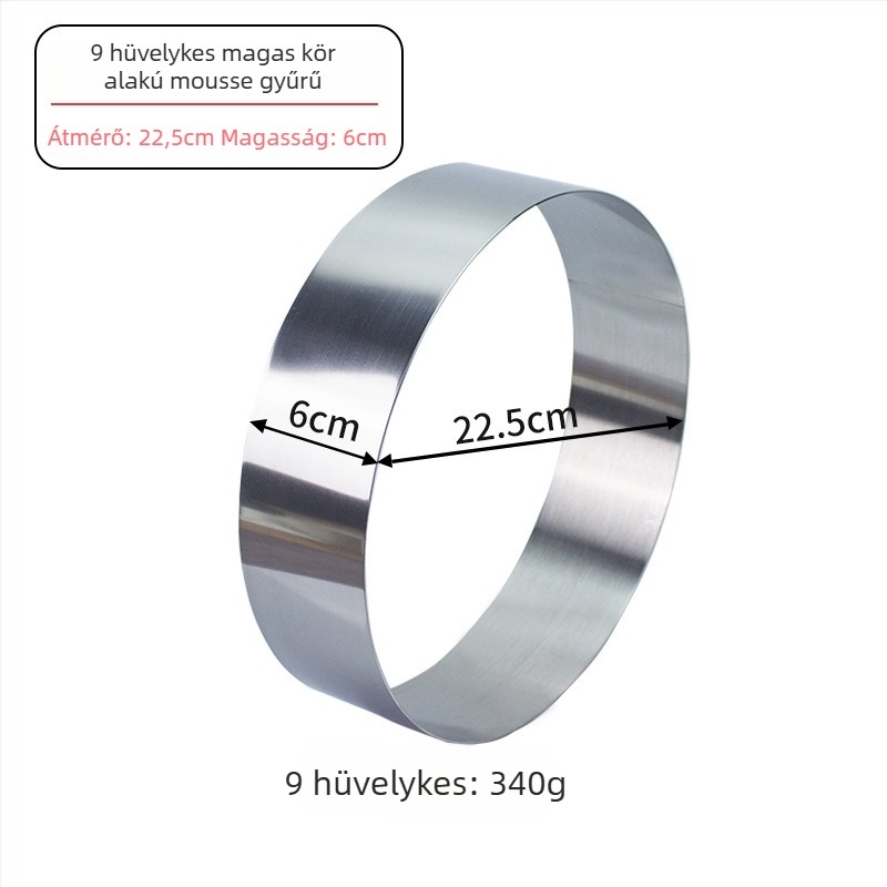 Rozsdamentes acél mousse forma, kör alakú torta gyűrű sütéshez