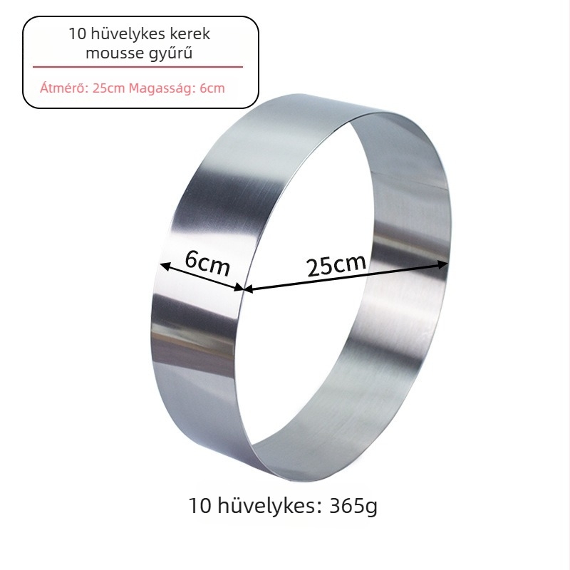 Rozsdamentes acél mousse forma, kör alakú torta gyűrű sütéshez