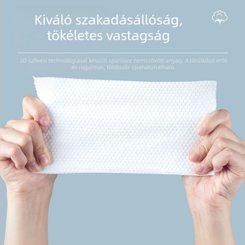 Arc tisztító törlőkendő, egyszer használatos, gyöngyházmintás, természetes növényi rostból, szalonhasználatra, puha és sűrű