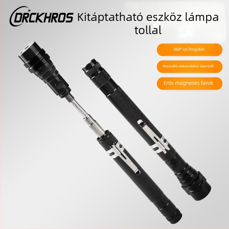 Kültéri LED-es munkafény 3 LED-del, alumíniumötvözet test, teleszkópos és 360°-os forgás, kézi működtetés