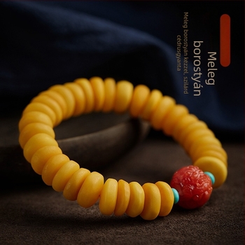 Méhviaszból készült karkötő geometriás mintázattal, kerek gyöngyökkel, nőknek