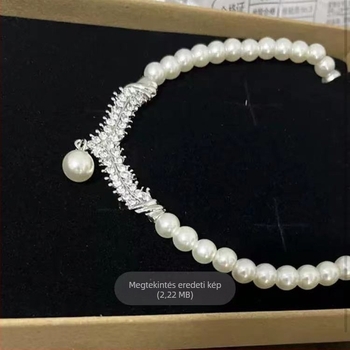 Gyöngy ékszer készlet koszorúslány és menyasszony számára — fülbevaló és nyaklánc, gyöngy lánc, virág motívum, eredeti tervezés