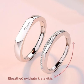 999 sterling ezüst párgyűrűk Moissanittel, férfiak és nők esküvői gyűrűi, geometrikus forma, Seiko felületkezelés