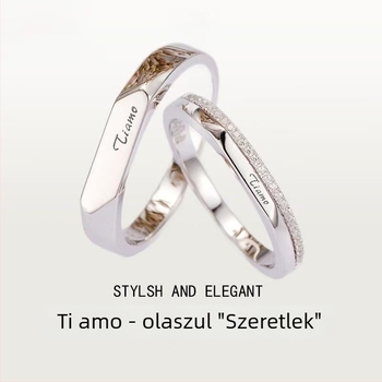 999 sterling ezüst párgyűrűk Moissanittel, férfiak és nők esküvői gyűrűi, geometrikus forma, Seiko felületkezelés