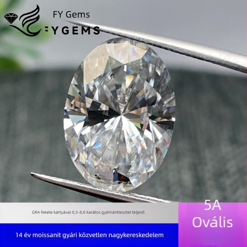 Moissanite GRA, 5A, nyers kő, tojás alakú ovális forma, 0.5–10 ct