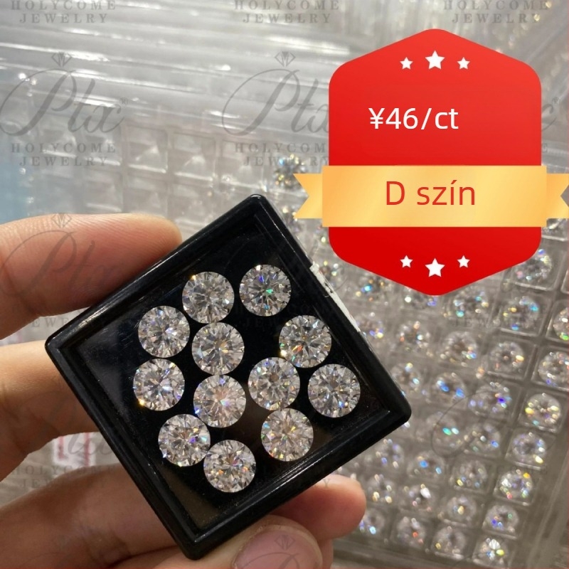 Moissanit szintetikus drágakő, szabadon állítható kő, D szín, kerek forma, Eight Hearts Eight Arrows vágás, ékszer: nyaklánc és gyűrű