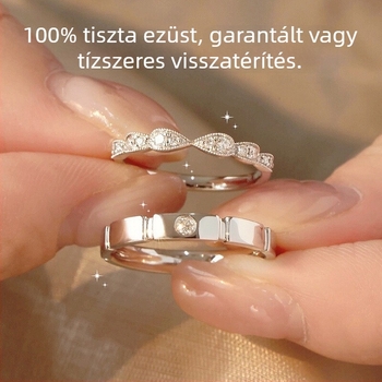 Heart flavor 'Princess Knight' páros gyűrűk ezüst 925, moissanit gyémánt, elektroplating, könnyed luxus stílus, pár számára