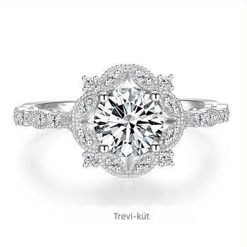 Pt950 Moissanite gyűrű, D-szín, kelyhes vízcsepp alakú dizájn, luxus
