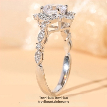 Pt950 Moissanite gyűrű, D-szín, kelyhes vízcsepp alakú dizájn, luxus