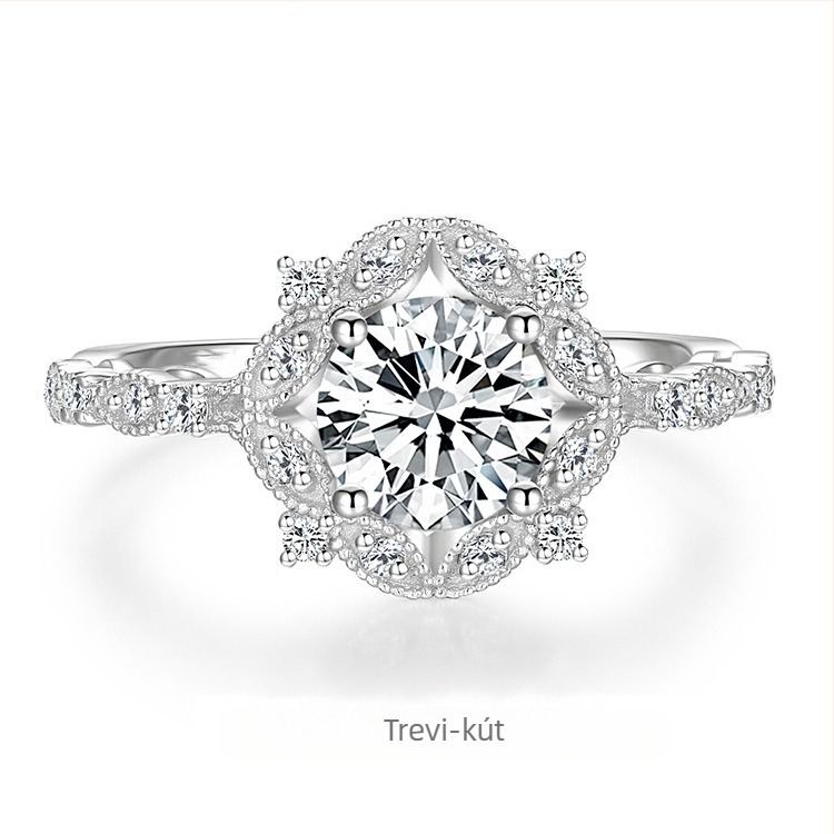 Pt950 Moissanite gyűrű, D-szín, kelyhes vízcsepp alakú dizájn, luxus