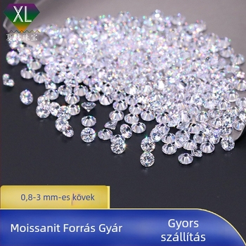 Prémium 0.8–3 mm kör moissanit drágakő, D színű