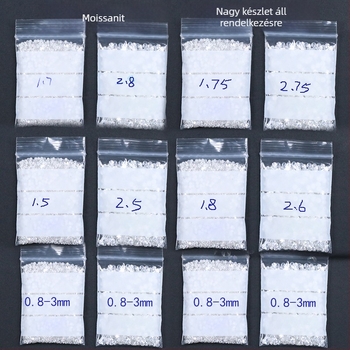 Prémium 0.8–3 mm kör moissanit drágakő, D színű