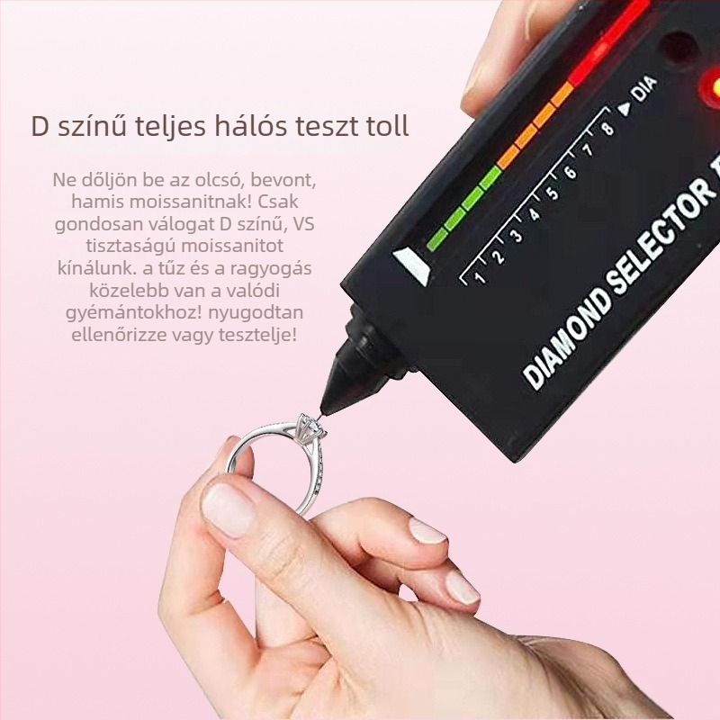Moissanit D-színű mikro pavé 1 karátos ezüst gyűrű eljegyzéshez