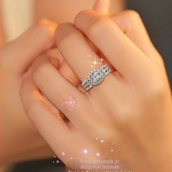Női Moissanite gyűrű, 925-ös ezüst aranyozással, csipke mintázatú négyzetes dizájn, színálló, elegáns eljegyzési gyűrű
