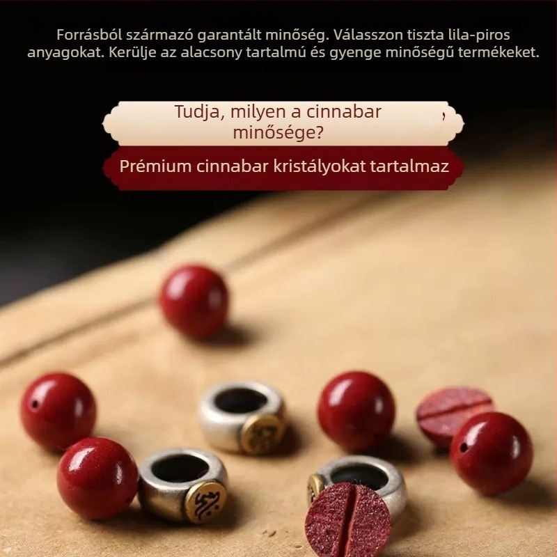 Kézzel készített cinnabar karkötő, uniszex, geometriai dizájn, 18 gyöngy, új kínai stílusban