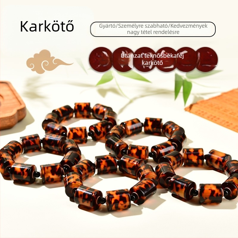 Etno-stílusú uniszex karkötő kerek gyöngyökkel, lyukasztó technikával — Xizang art jewelry