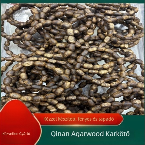 Agarwood karkötő, vintage unisex, kerek gyöngyök, kézzel polírozott